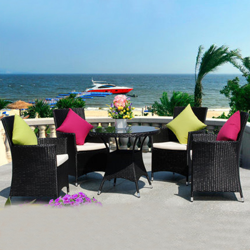 Balcony table and chair tea table rattan table and chair indoor five-piece garden furniture outdoor leisure rattan chair garden rattan chair
