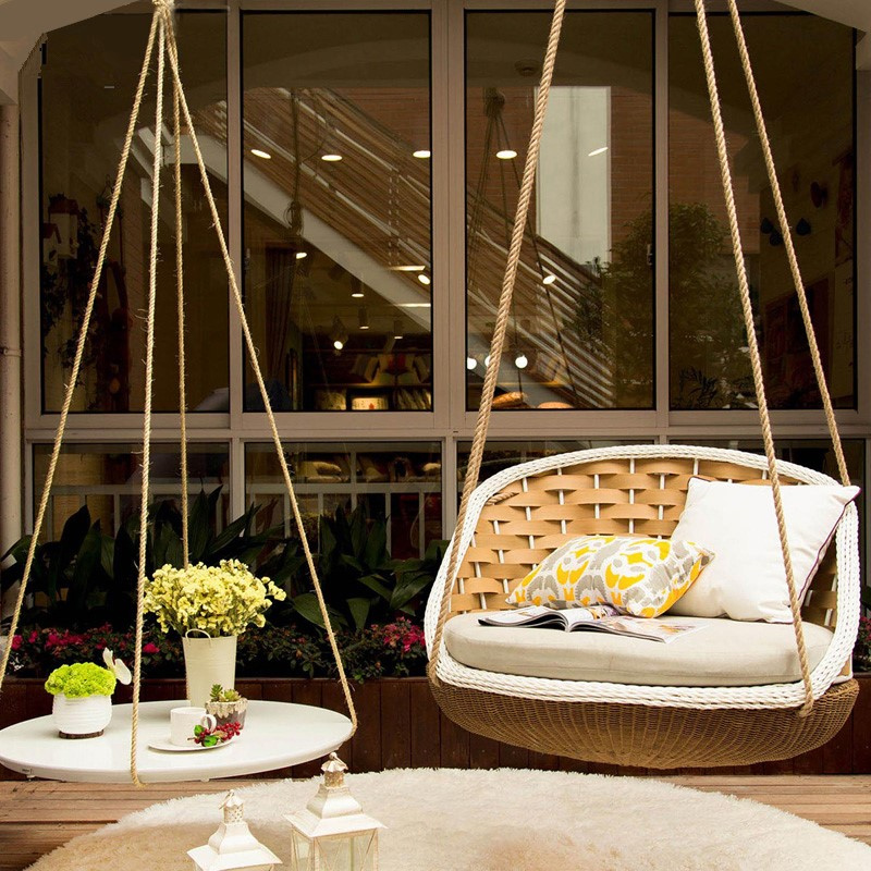 Minjuku Red Outdoor Patio Outdoor Patio Furniture Rattan Choreography Rocking Chair Balcony Villa balcony Balcony Hanging for a casual hammock