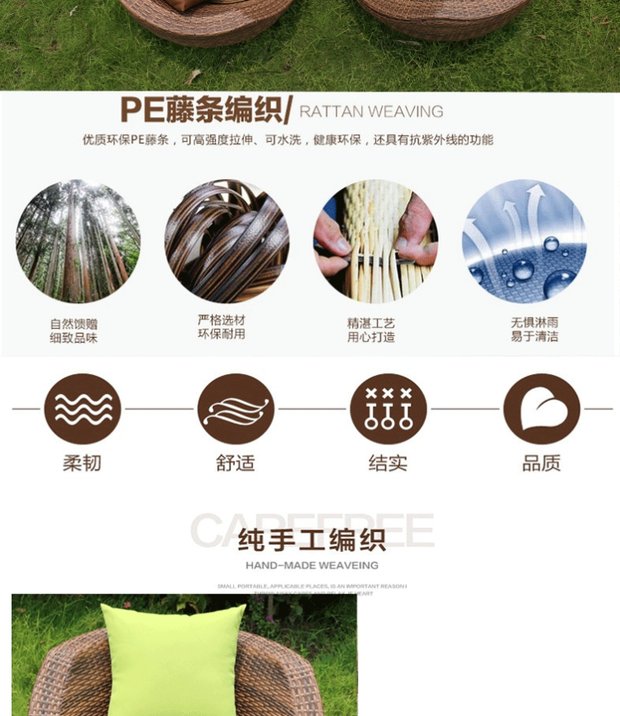 Giải trí sáng tạo mây mây ghế sofa bàn cà phê năm mảnh vườn ban công phòng khách bàn ghế kết hợp đồ gỗ ngoài trời bàn ghế mây tre ngoài trời