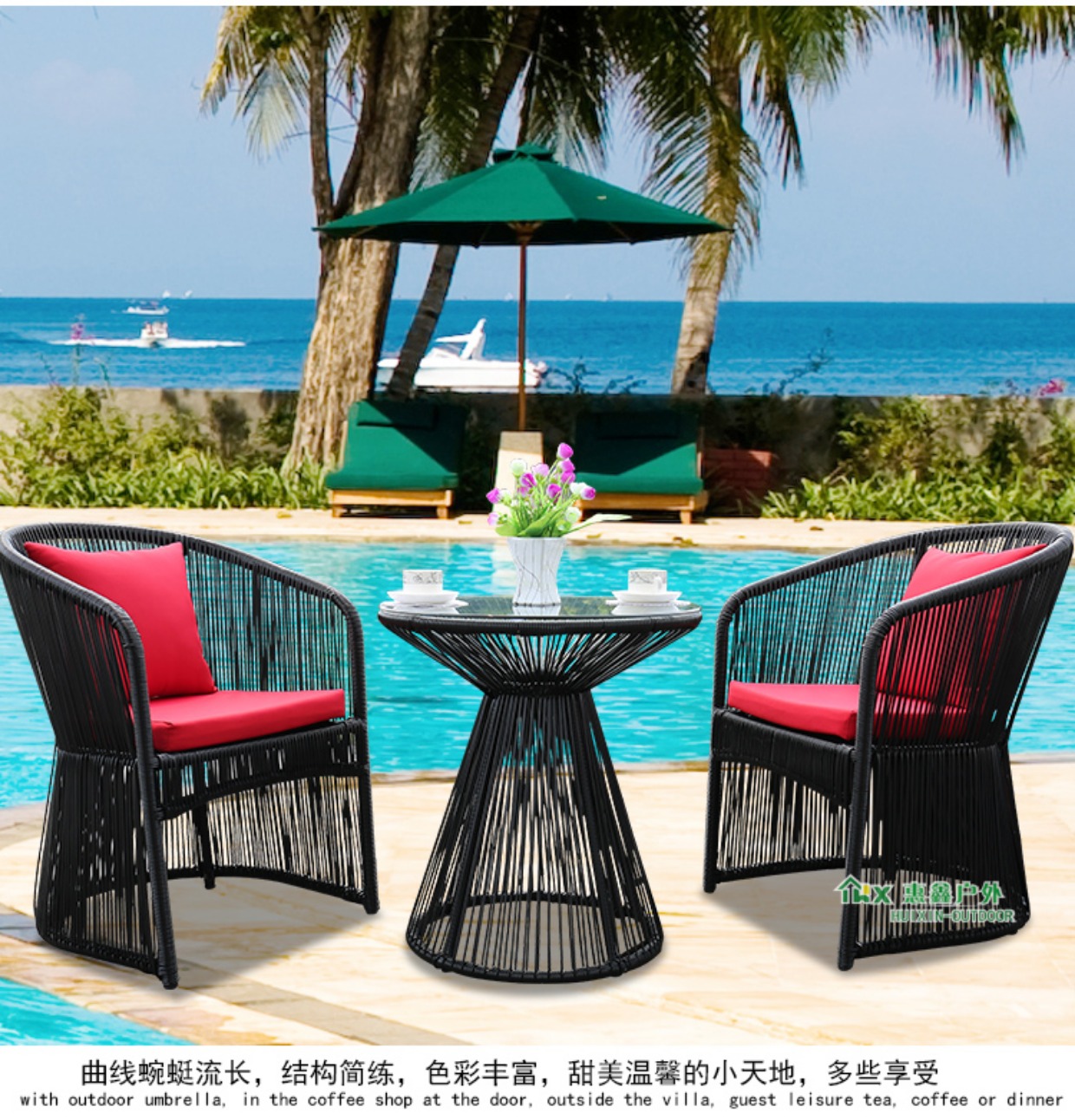Ghế đan ngoài trời Ba mảnh Bàn làm việc sáng tạo Bàn và Ghế mây Bàn đan bằng liễu gai Bàn cà phê Kết hợp Giải trí Ghế mây Trắng bộ bàn ghế sắt ngoài trời