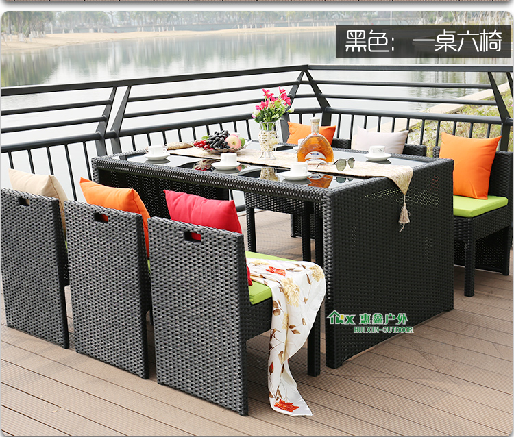 Nội thất sáng tạo bàn ghế mây năm mảnh kết hợp ban công giải trí bàn ghế sân vườn thanh mây ngoài trời wicker ghế ngoài trời bàn cafe ngoài trời