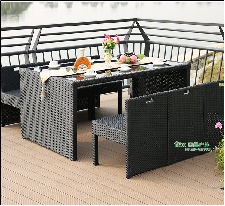 Nội thất sáng tạo bàn ghế mây năm mảnh kết hợp ban công giải trí bàn ghế sân vườn thanh mây ngoài trời wicker ghế ngoài trời bàn cafe ngoài trời