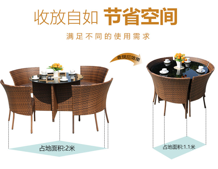 Ngoài trời ban công vườn ghế wicker năm mảnh vườn mây đồ nội thất giả mây bàn ăn bàn tròn giải trí ghế