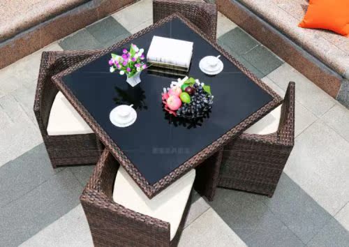 Bàn ghế ban công ghế mây ghế mây đồ gỗ ngoài trời sáng tạo bàn ghế năm bộ bàn ghế ngoài trời giải trí bàn ghế kết hợp ghế ban công nhỏ