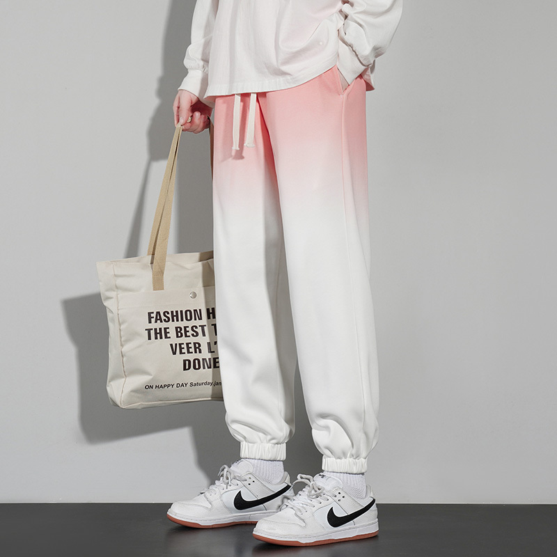 Pants Men's Gradient Color Thin Youth Casual Sports Leg-Tie Junior High School Students Spring and Autum Cut_Label Pants