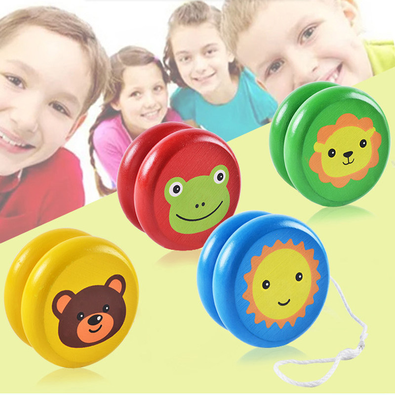 Wooden Children Cartoon with Fried Balls Competition for Competitive Baby Yo-yo Classic Traditional Nostalgic Puzzle Toys