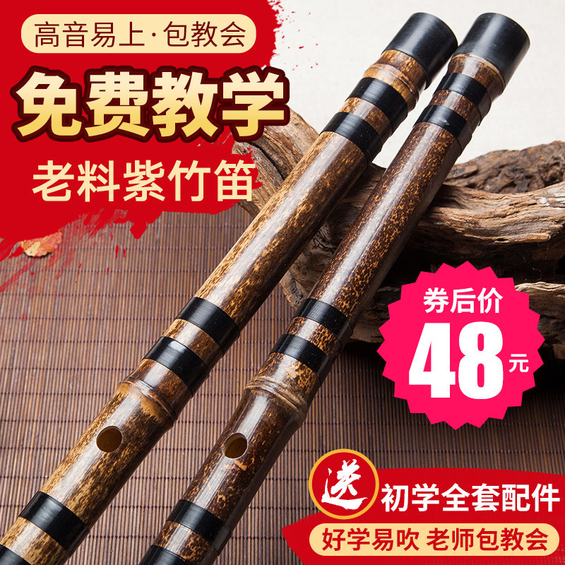 Dizi beginners purple bamboo flute zero basic entry f professional high-end children g student female ancient style jade horizontal flute musical instrument