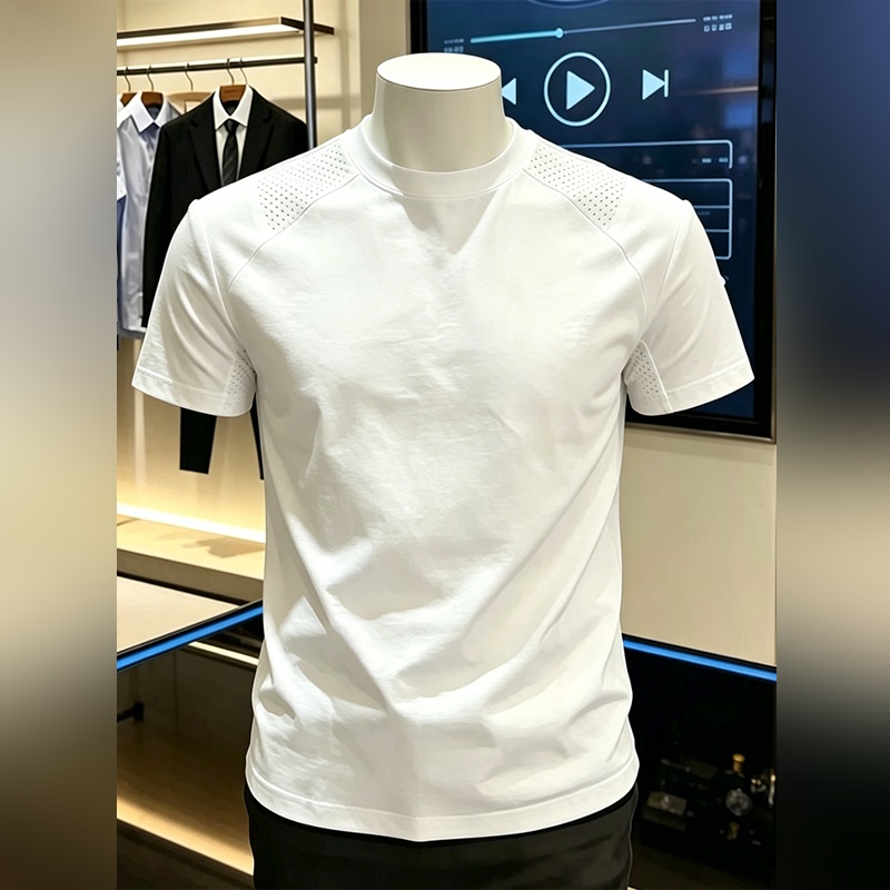 High-End Men's Ice Silk Breathable Round Neck Short-Sleeved 2026 Summer Quick-Drying Cool-Feeling Sports and Leisure Cool-Feeling T-Shirt Trendy