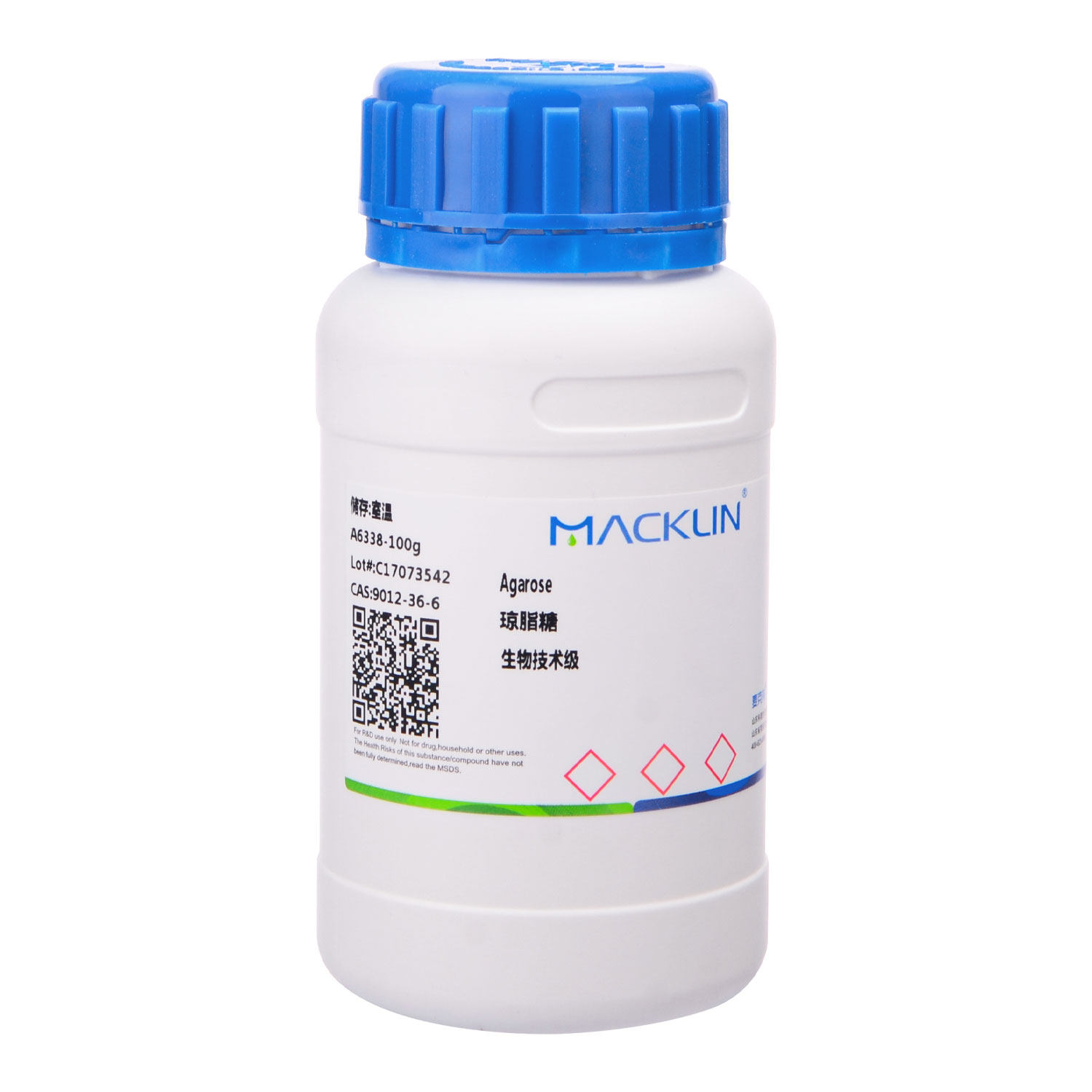 麦克林琼脂糖100g/瓶 生物技术级实验室琼脂糖化学试剂9012-36-6