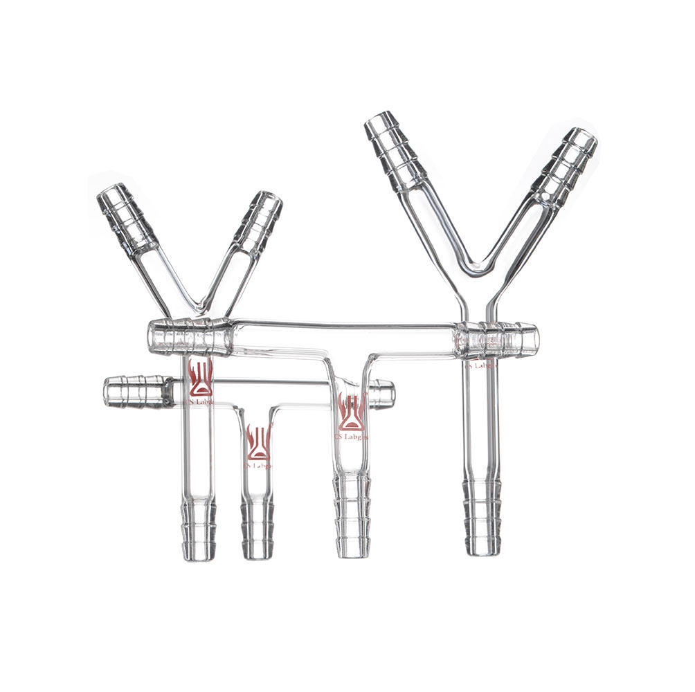 CSLABGLASS三通接头T型分水器 Y型玻璃连接管 实验室宝塔三通接头