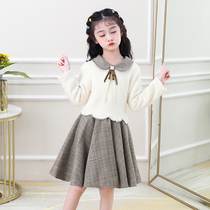 Childrens sweater suit Autumn and winter new childrens clothing daughter child princess little girl Western style dress line sweater sweater