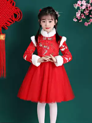 Girls ' autumn and winter dresses 2021 new spring children's spring and autumn red long-sleeved early spring skirt children's princess skirt