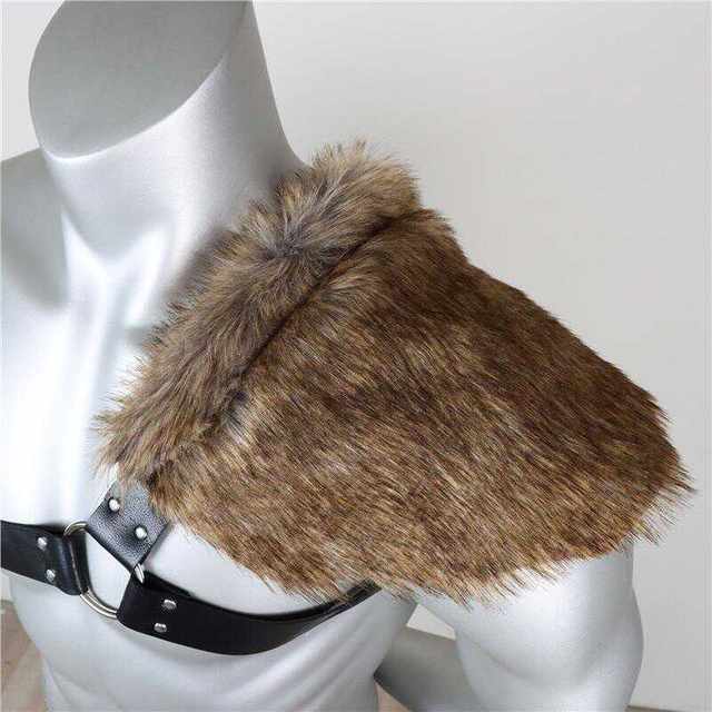 Medieval Viking Shoulder Armor, Furry Celtic Retro Knight Cosplay Props, Leather Armor for Men and Women