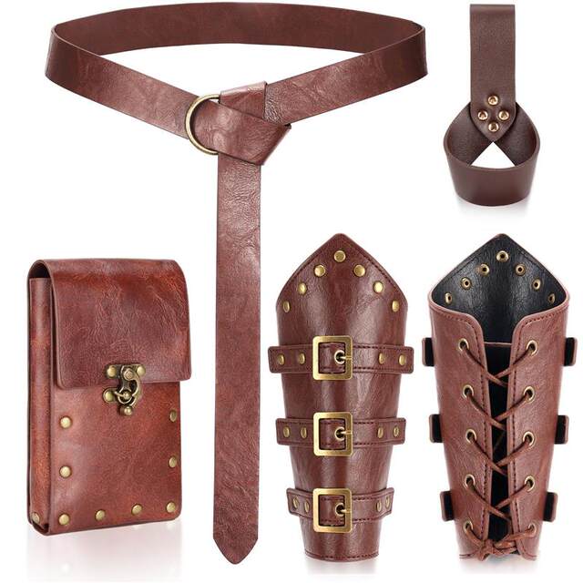 Medieval Viking pirate belt wristband pocket knife hanging knife holder set cosplay forehead hairband retro NPC