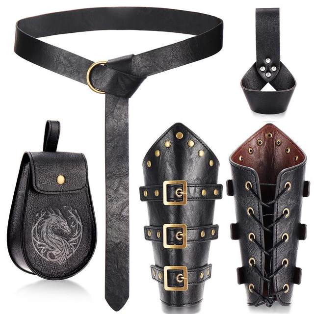 Medieval Viking pirate belt wristband pocket knife hanging knife holder set cosplay forehead hairband retro NPC