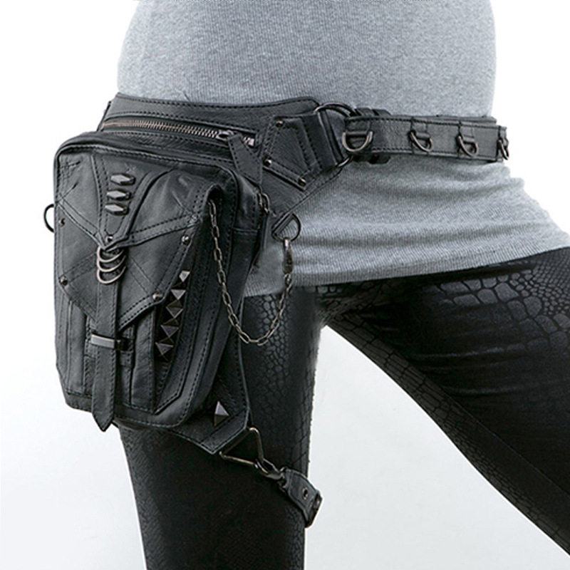 Steampunk leg bag rock waist bag men's and women's shoulder messenger bag motorcycle bag outdoor mobile phone bag riding personality