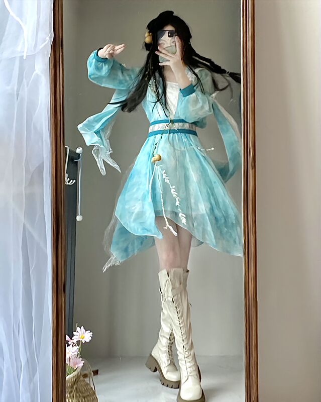 Hanfu for Women, Retro Chinese Martial Arts Costume, Waist-Length Modified Han Element Set, Fairy-Like National Style Cosplay Outfit