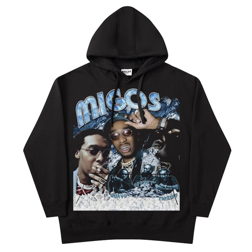 Hiphop Hiphop Hiphop Hiphop Retro Migos Rap Vintage Winter плюс бархатный капюшон с печено