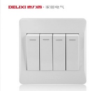 Delixi 86 wall switch four-position single control four open 4 open 4-way fluorescent large panel concealed 210 series
