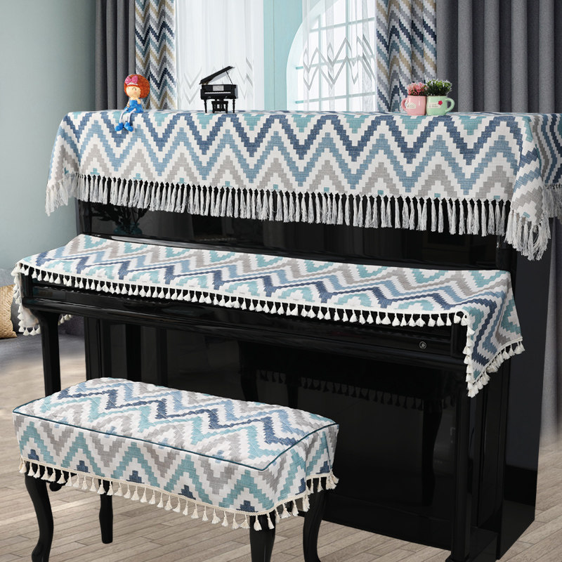 Simple modern piano cover three-piece set of printed fabric art half cover dustproof European children's cover Piano key Cloth American