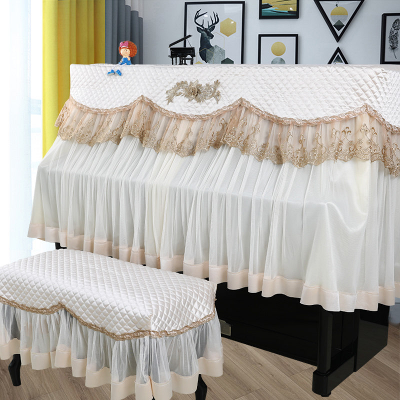 Piano Cover Half Hood Han Style Children Princess Lace All-bag Piano Curtain Vertical Universal Middle Open American Piano Hood