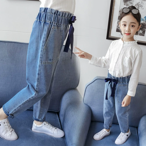 Джинсы, штаны, детская весенняя форма, коллекция 2021, детская одежда, свободный крой, подходит для подростков, в западном стиле