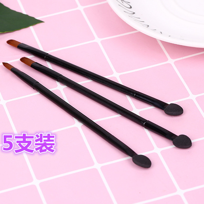 Sponge double eye shadow brush suit multifunctional beginner eye makeup brush tool portable horse hair shadow stick brush