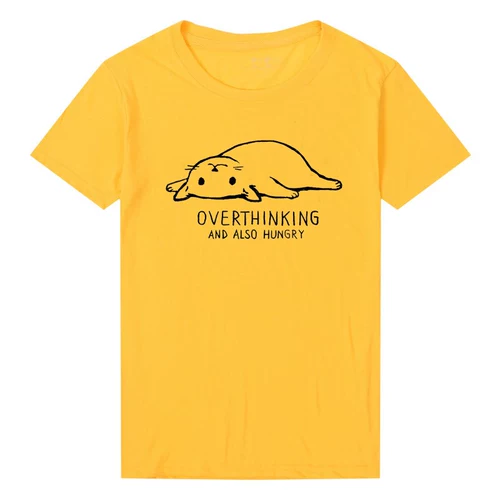 Из -за мышления, а также голодного кота не сегодня кошка графическая футболка