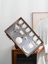 High end White Porcelain Kung Fu Tea Set Simple Covered Bowl