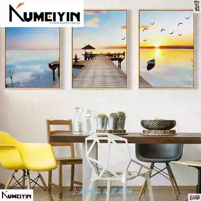 Sea View Harbour Wall Art Poster Canvas Print for House Co