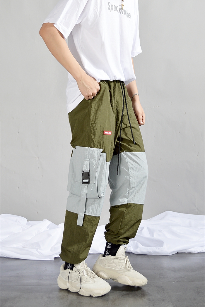 Ins country triều hip-hop chức năng gió nhiều túi quần yếm nam rời thủy triều thương hiệu thẳng chân 侃 với quần quần short kaki nam