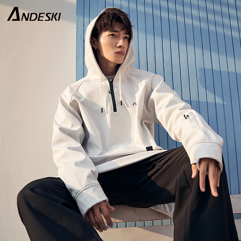 Ski hoodie veneer with long style soft shell grip suede ski hoodie waterproof and warm ski cover Fashion sweatshirt-Taobao