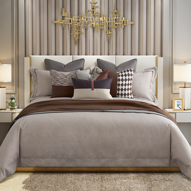 Modern minimalist soft fittings with multi-piece sets of fashionable model room bedding display matching 2021 new bedding