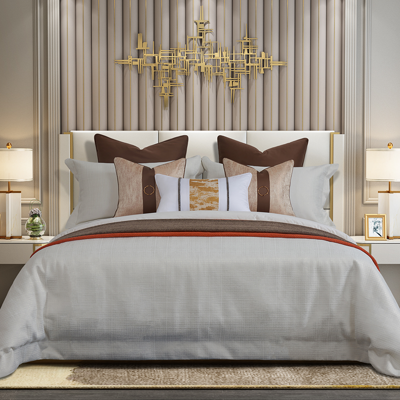 Brown model room home shopping mall soft decoration bedding 11-piece set 2020 new net red suit