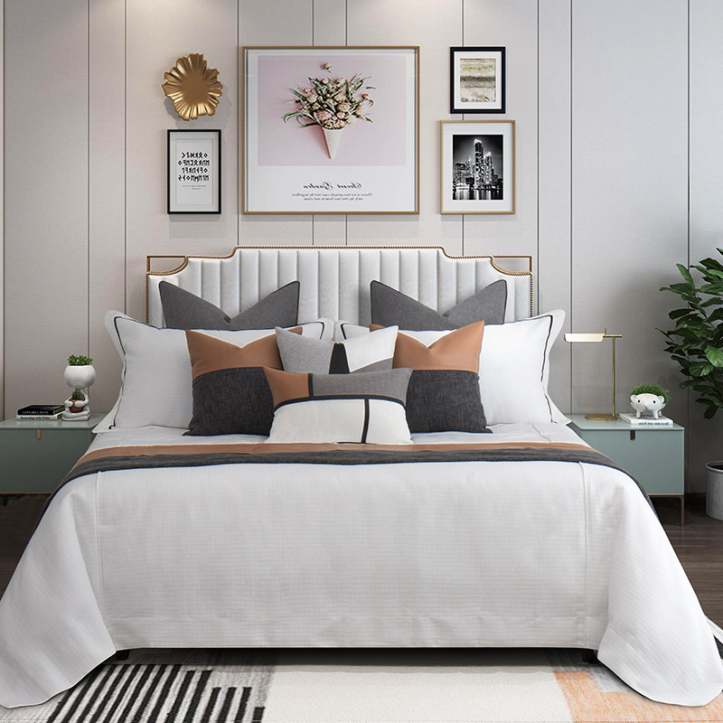 2021 new model room gray pillows and blankets 10-piece bedding soft-covered home store special models