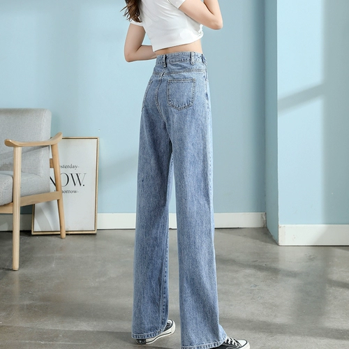 Осенние джинсы, штаны, леггинсы, высокая талия, 2021 года, оверсайз, свободный прямой крой