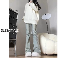 Светлые цветные осенние джинсы, штаны, эластичные штаны-клёш, высокая талия, новая коллекция, по фигуре, облегающий крой, подходит для подростков