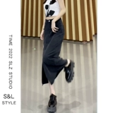 Черная летняя приталенная джинсовая юбка, 2025 года, оверсайз, А-силуэт, с акцентом на бедрах