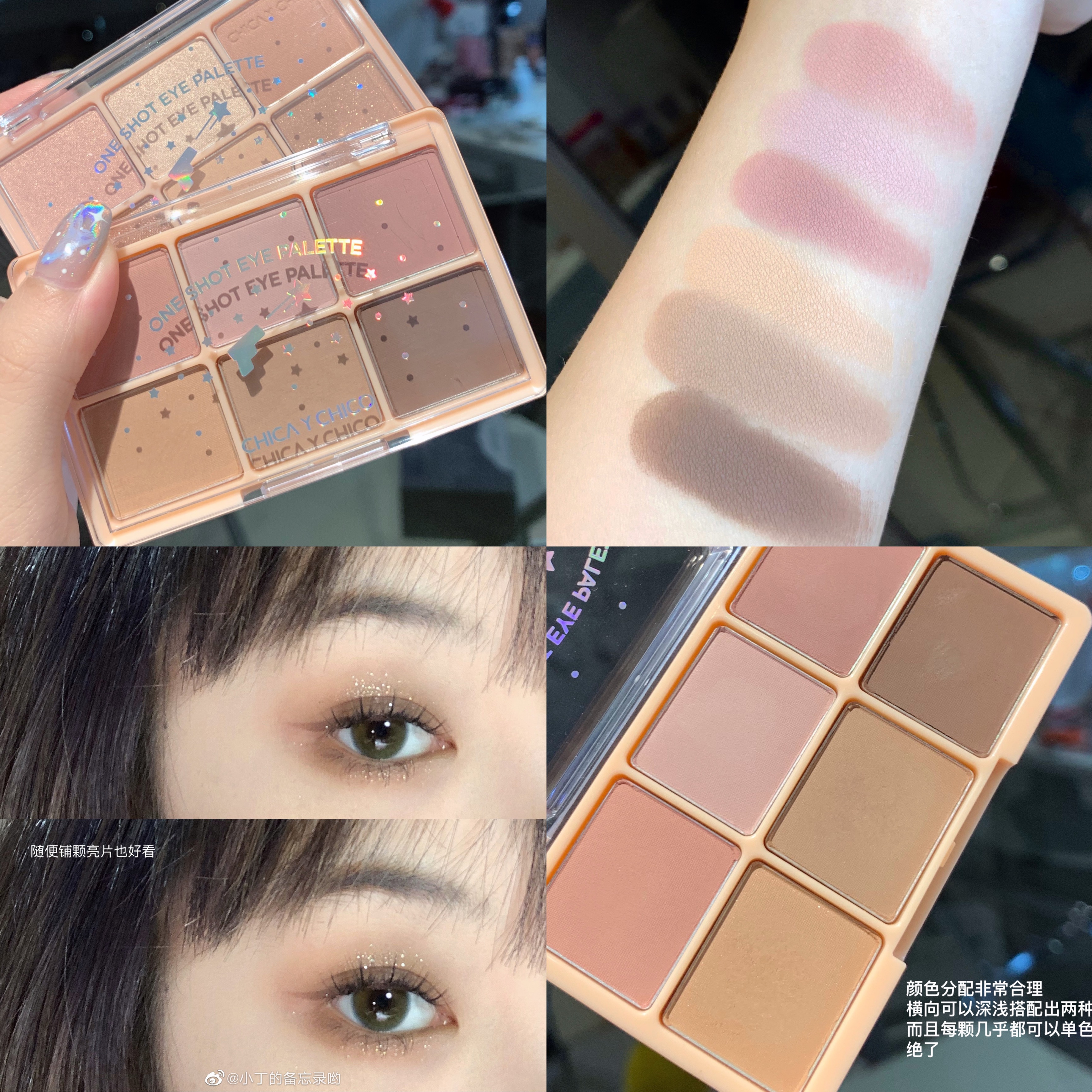 Korean small crowdchica y chico senior six color eye shadow pan matt smoked powder milk tea color temperature soft nude color