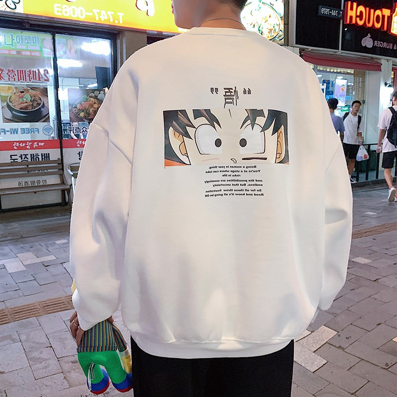 Ins cộng nhung wei-quần áo của nam giới hip-hop Hàn Quốc phiên bản của thủy triều một dài tay áo thun trên quần áo mất gió hong áo khoác sang trọng.