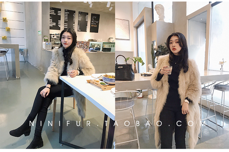 Neon nhà phiên bản Hàn Quốc của phụ nữ tính khí rắn màu lông cáo lông dài áo khoác lông Hained lông nữ áo khoác lông cừu nữ