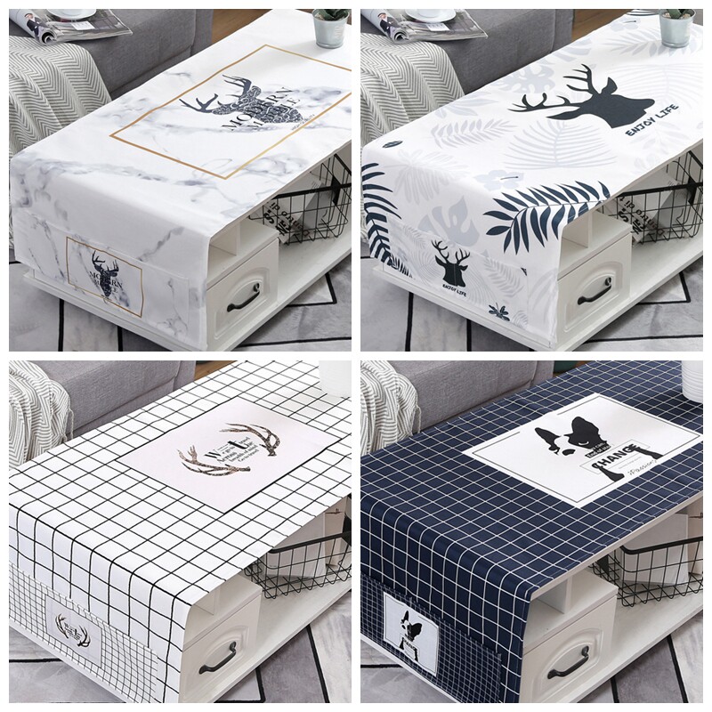 Net red ins wind tea table cloth waterproof and anti-burn cotton hemp cloth art rectangular table cushion small tea table cloth Nordic