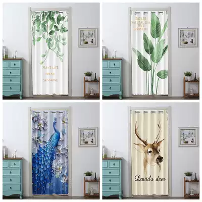 Punch-free door curtain Partition window shading Air conditioning windshield hanging curtain Privacy household toilet Kitchen powder room cloth curtain