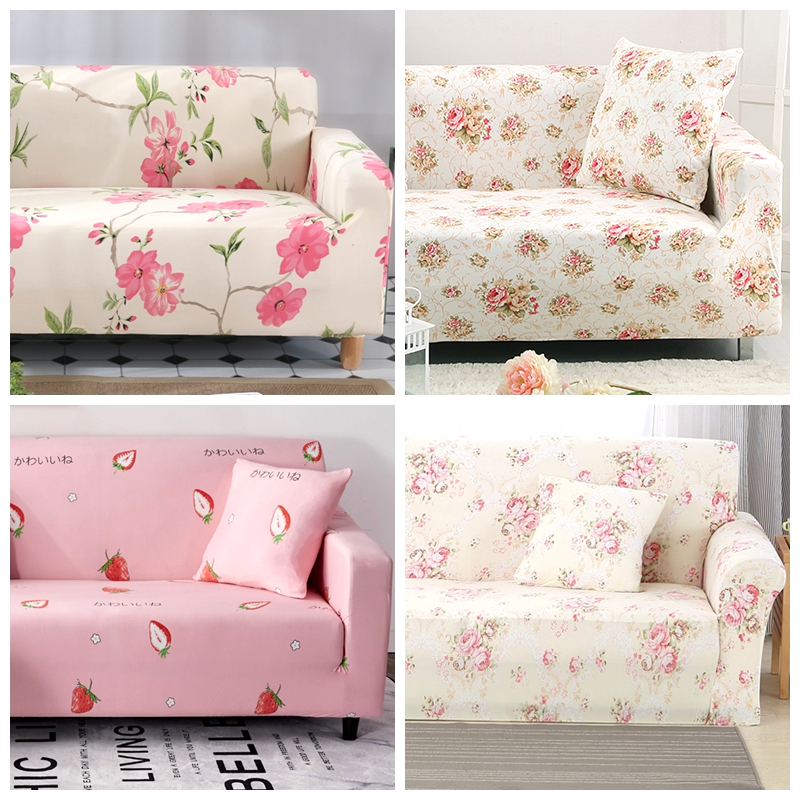 Universal sofa cover all-bag universal set cushion Ogastian garden Broken Flowers Pink Comb Cotton old cover cloth cover-Taobao