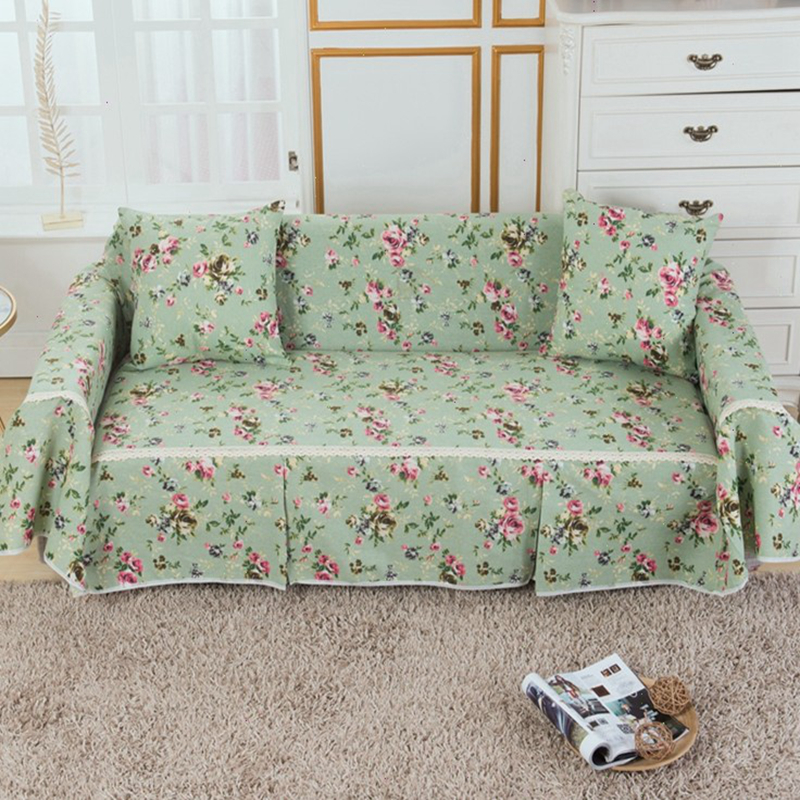 Cotton linen sofa cover full bag universal full cover cloth cover cloth anti-dust trio Flowers Fields Garden Sofa Mat All Season Universal