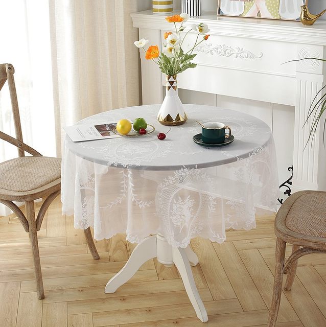 ຜ້າປູໂຕະໂຕະມົນຂະຫນາດນ້ອຍຮອບຕົວສູງ lace ເສັ້ນດ້າຍສີຂາວ embroidery ດອກ hollow tablecloth ເຮືອນແສງສະຫວ່າງຫລູຫລາ ins style