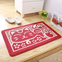 Scraping mud mat Entrance mat Carpet New Year Red Lucky Cat Kitchen household non-slip bathroom doormat