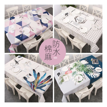 Clearance thickened Nordic tablecloth waterproof Net red ins table mat tablecloth tea table cloth white plaid girl cotton linen
