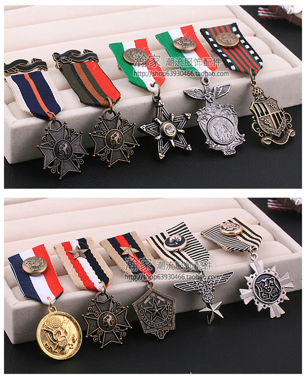 Phiên bản tiếng Hàn của huy hiệu retro British College gió huy chương huy chương kim loại ruy băng kim loại Hàn Quốc trâm cài đầy đủ trâm cài áo cao cấp