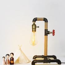 Creative Loft Love Dison Industrial Retro Style Wind Personality Hose Hemp Rope Light Coffee Hall Bookroom Interior Decoration Table Lamp